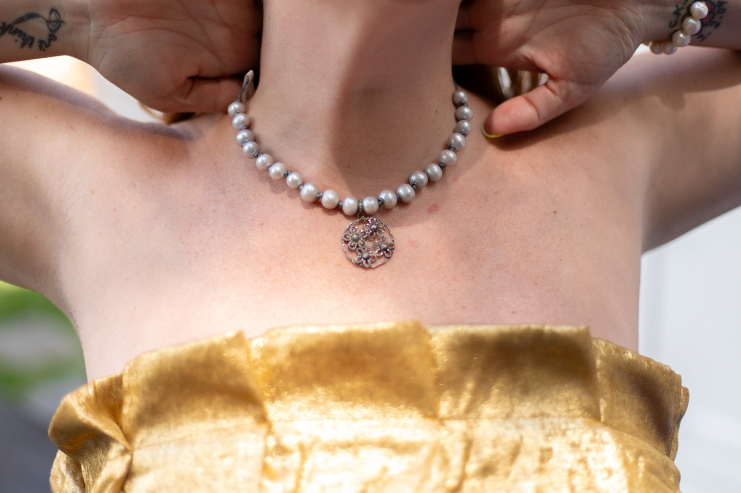 Pearl Pave Bloom Necklace