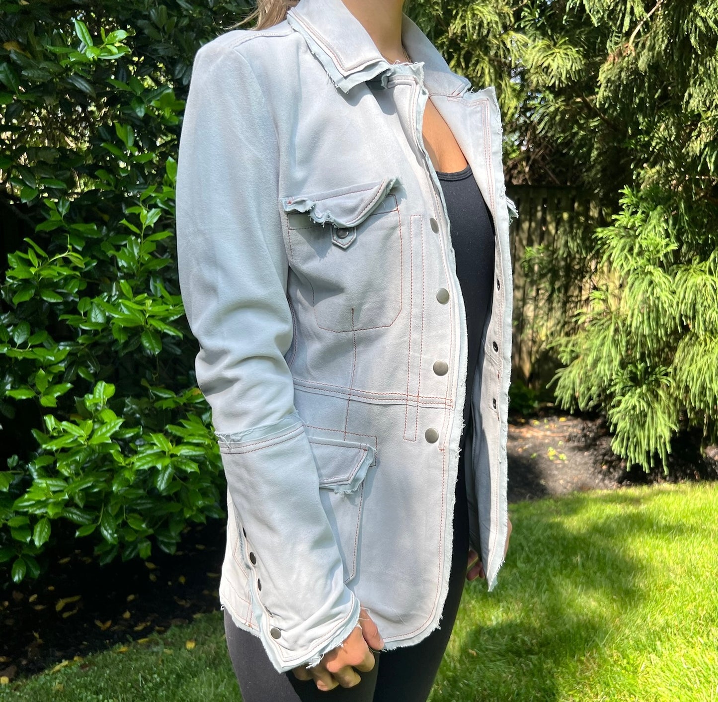 Meryl Light bBue Suede Jacket