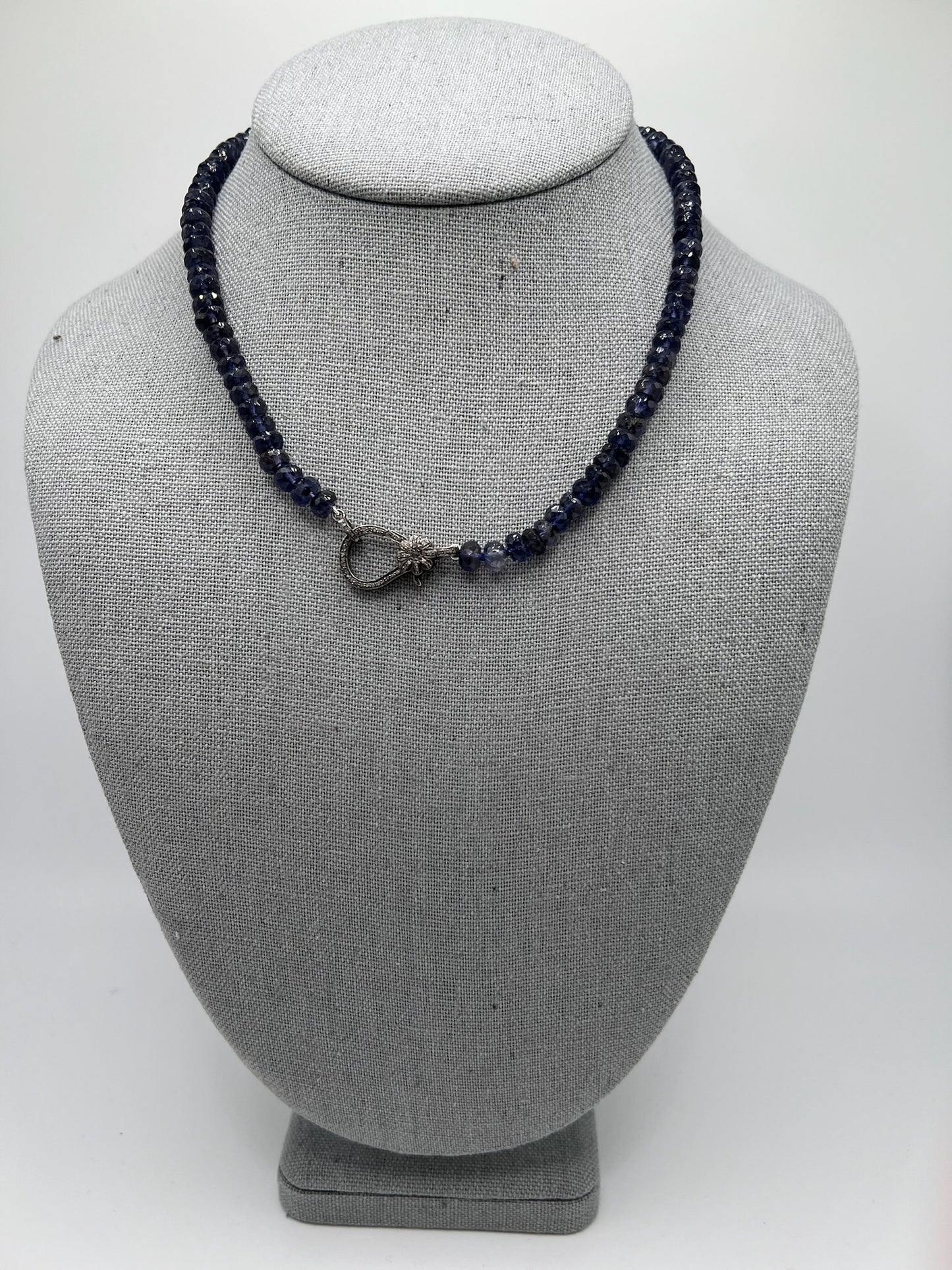 Blue Sapphire Necklace with Diamond Clasp