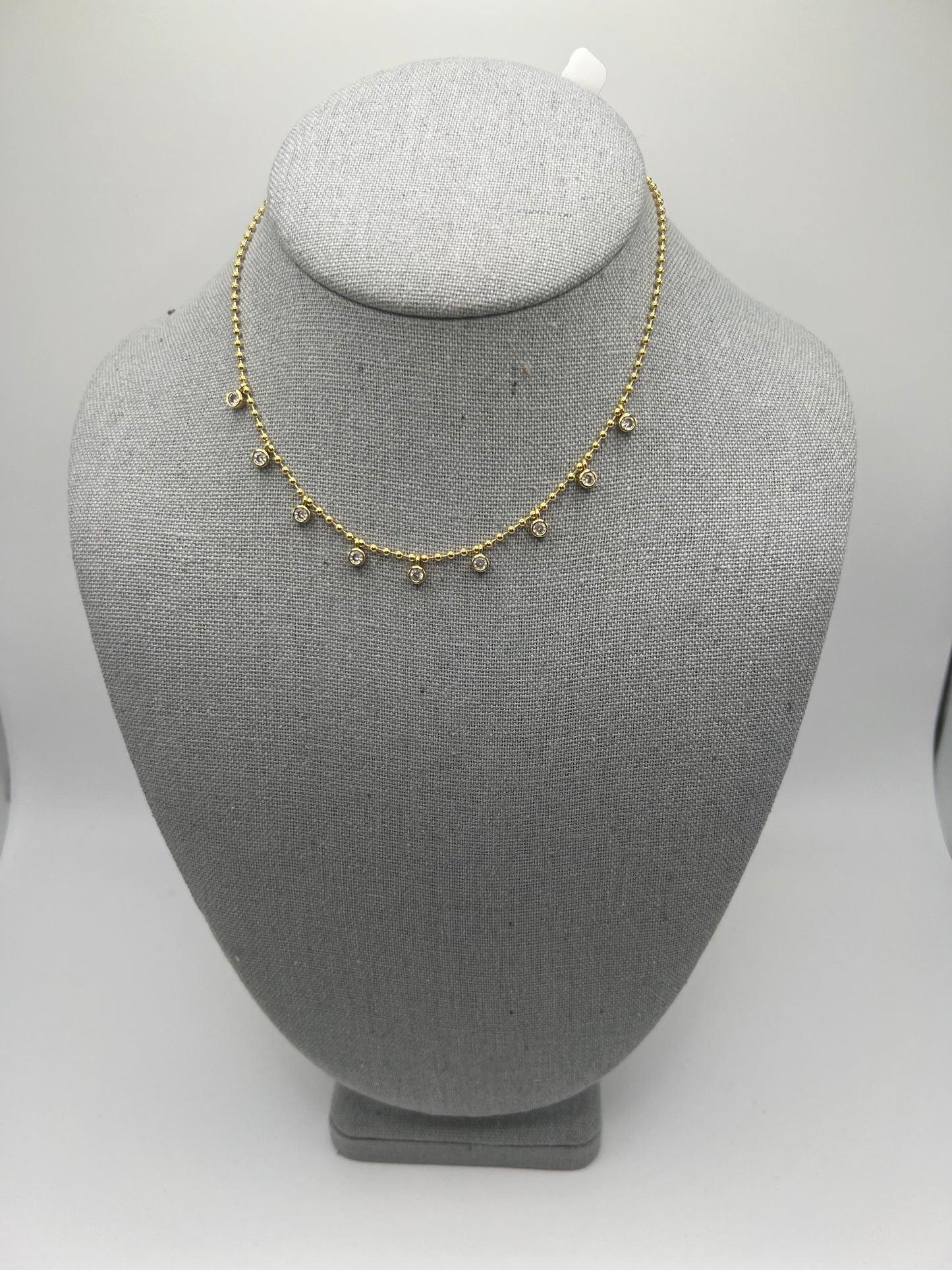 Gold Filled Necklace with CZ Droplets