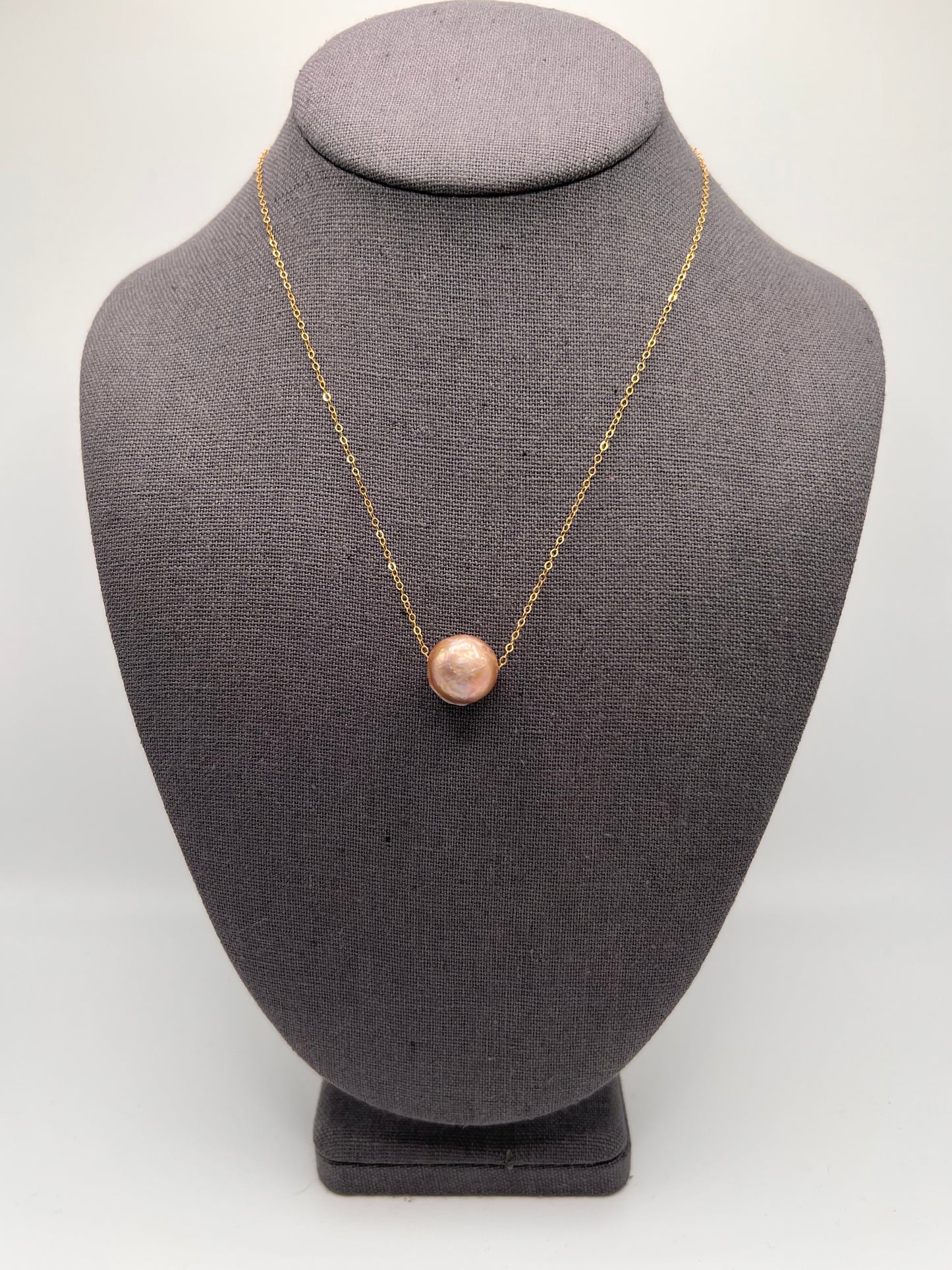 Freshwater Pearl (grey), Fine Chain