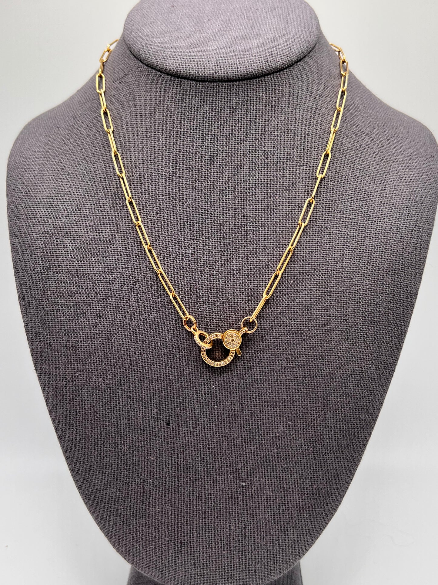 Paperclip chain, diamond lobster clasp
