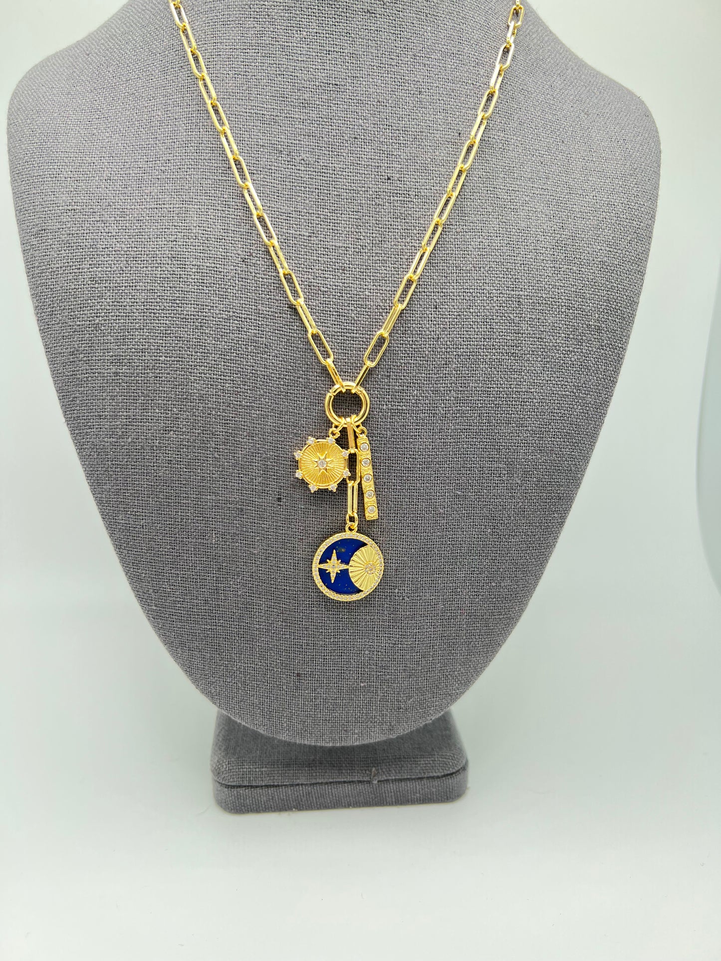 Gold Filled Paperclip Chain with Gold Filled Enamel Charms