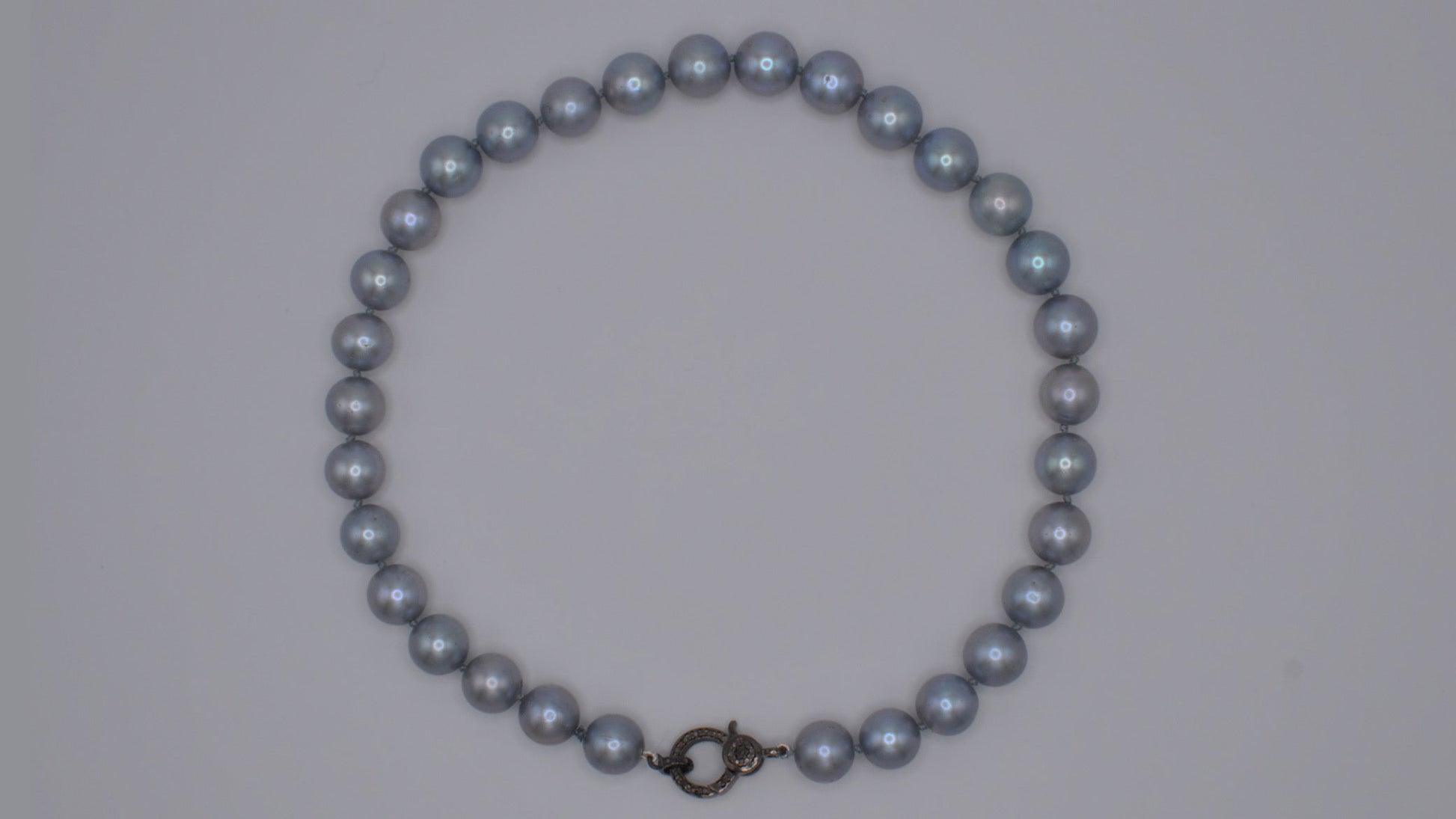 Grey Pearls with Diamond Clasp