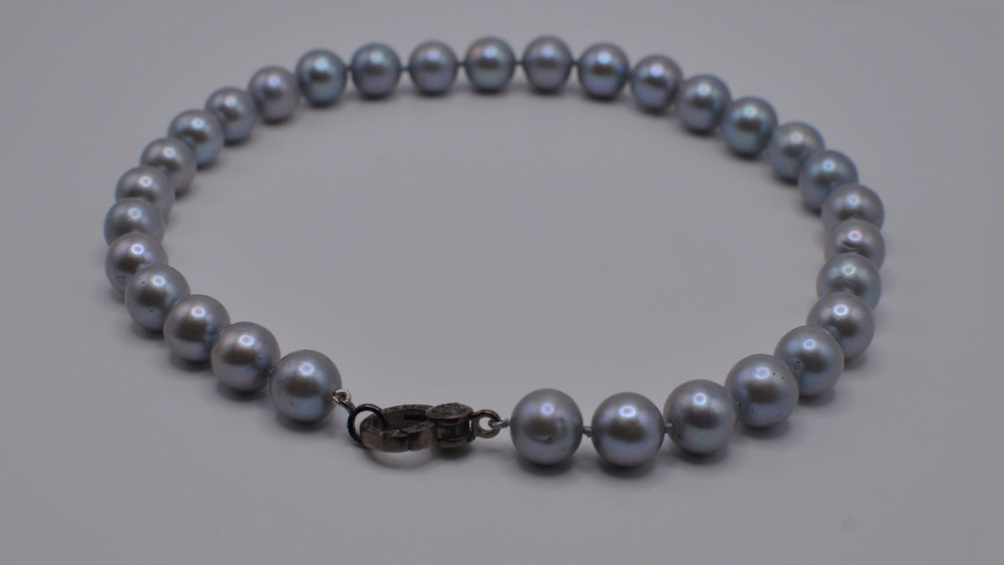 Grey Pearls with Diamond Clasp