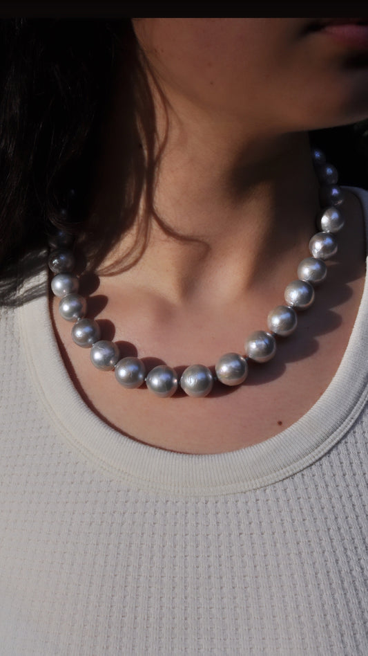 Grey Pearls with Diamond Clasp