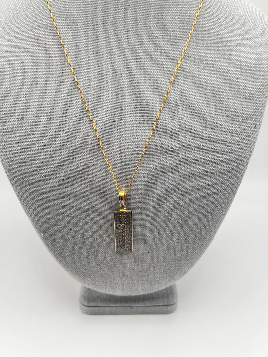 Gold Filled Necklace with Pave Diamond Vertical Pendant