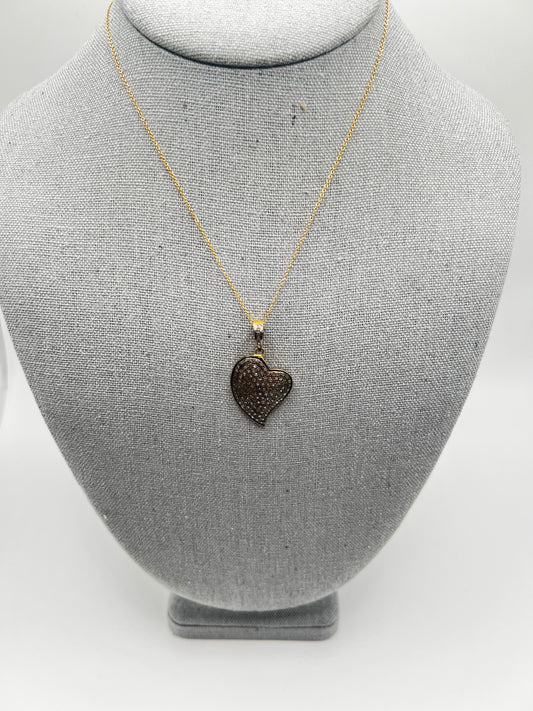 Gold Filled Necklace with Pave Diamond Heart