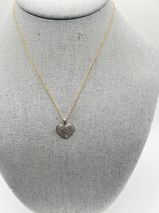 Gold Filled Necklace with Small Pave Diamond Heart