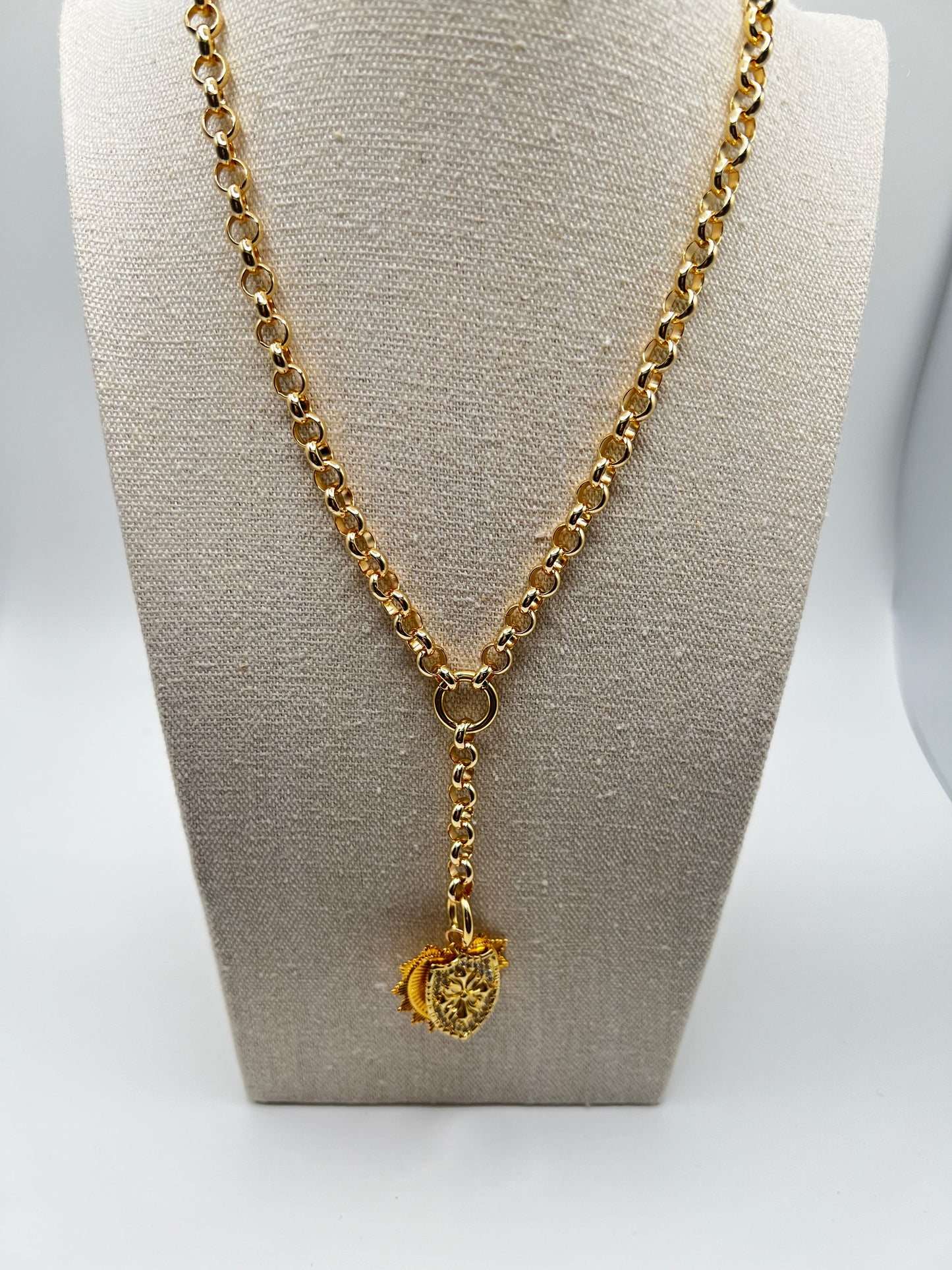 Gold Filled Polo Y Chain with Multiple Charms