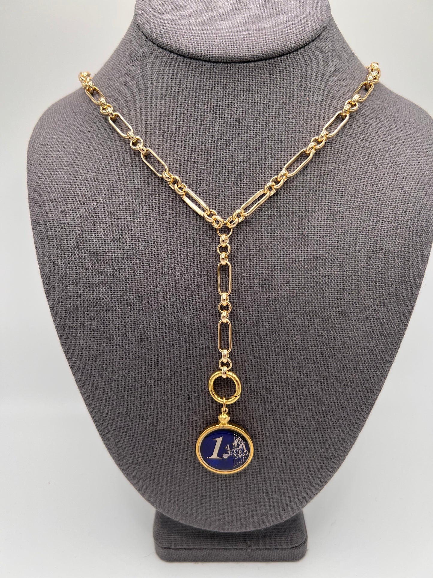 Vintage Euro Coin, Gold-Filled Chain 