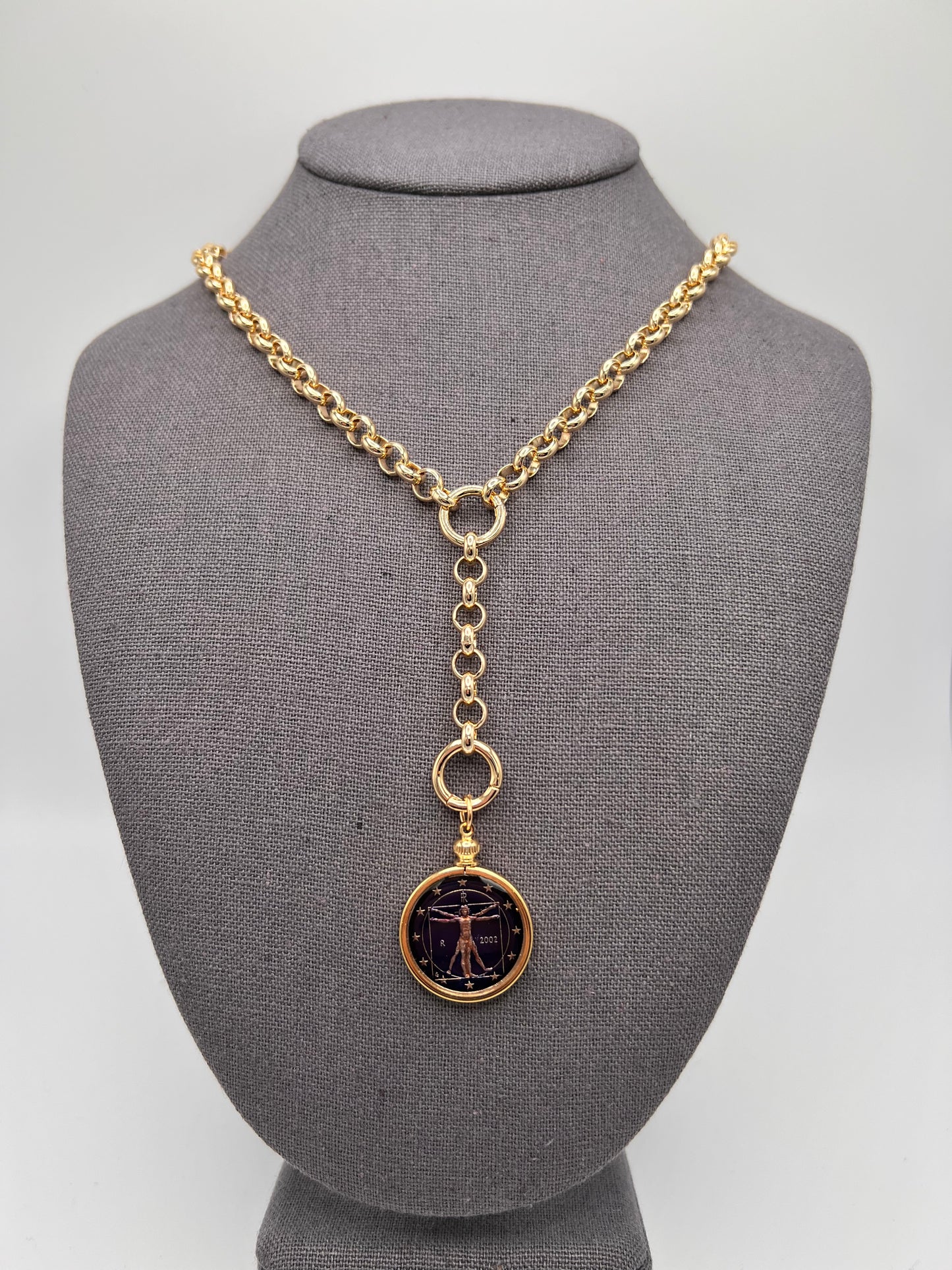 Vintage Euro Coin, Gold-Filled Chain 